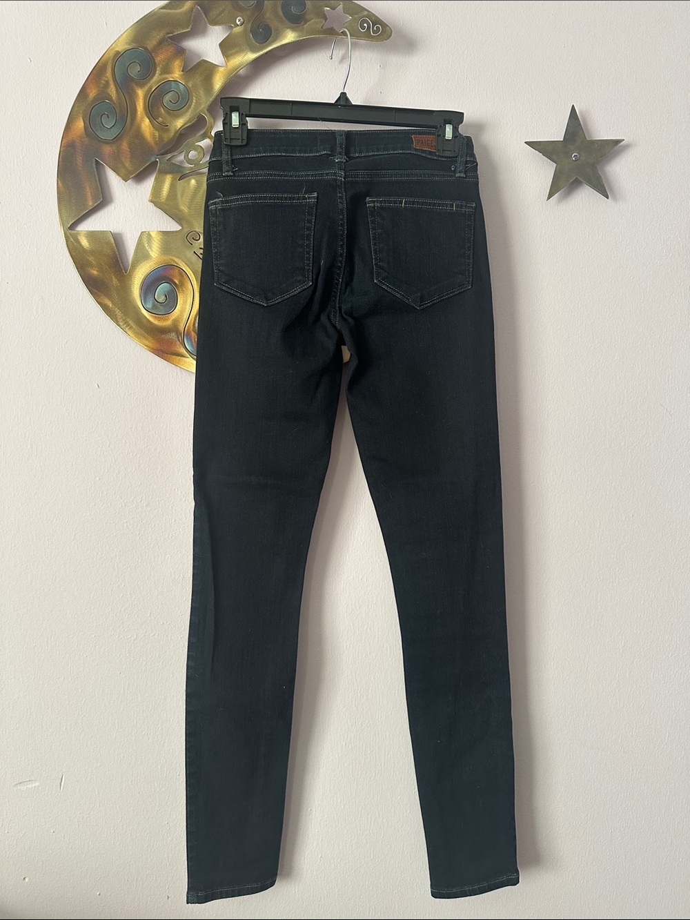 PAIGE Women’s Slim Dark Blue Jeans with Contrast Stitching - Picture 4 of 4